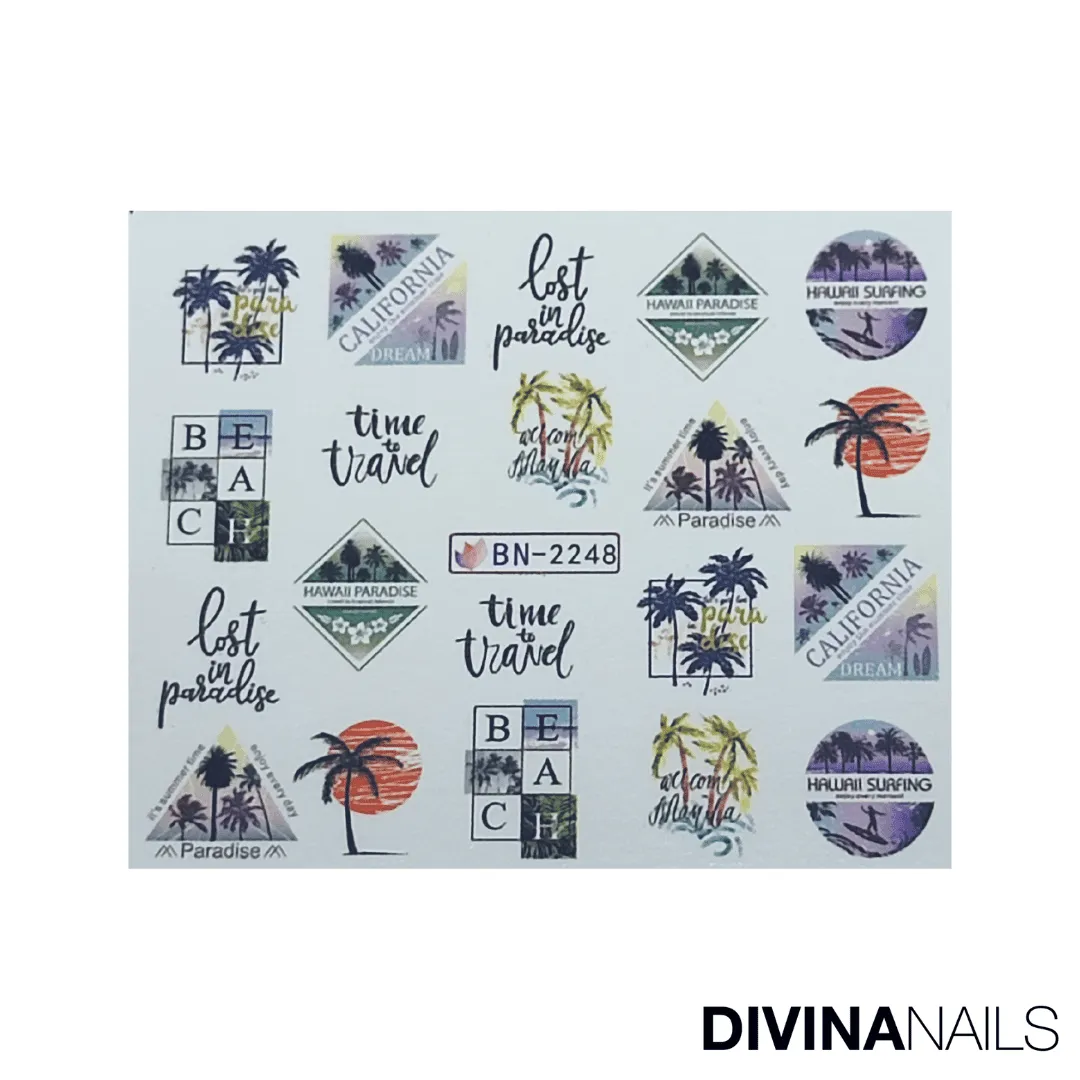 Diva Nails Water Decal Miami Vice stickers unghie 12pz