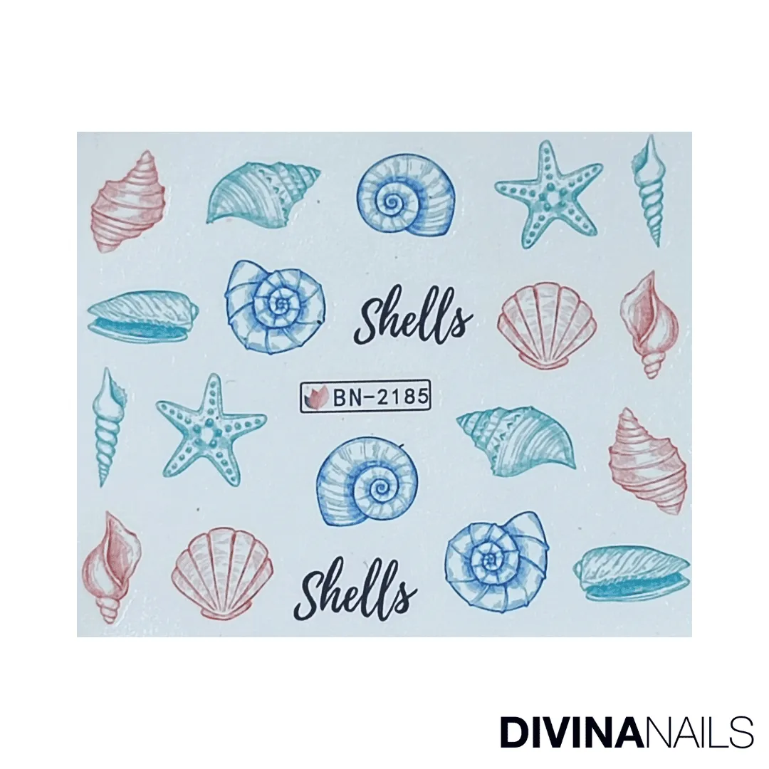 Diva Nails Water Decal Shell Anchor stickers unghie 12pz mare