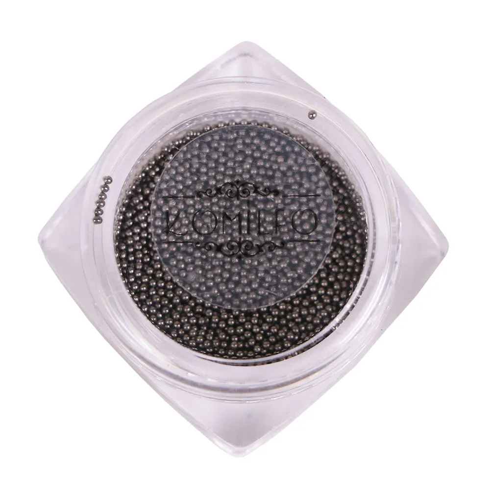 Komilfo microperle metallo decorazione unghie 0,8 mm nero 6 g