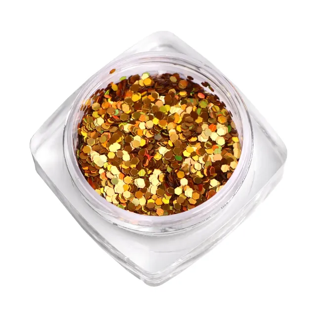Komilfo Hexagon 1 mm Laser Gold Paillettes Unghie Oro