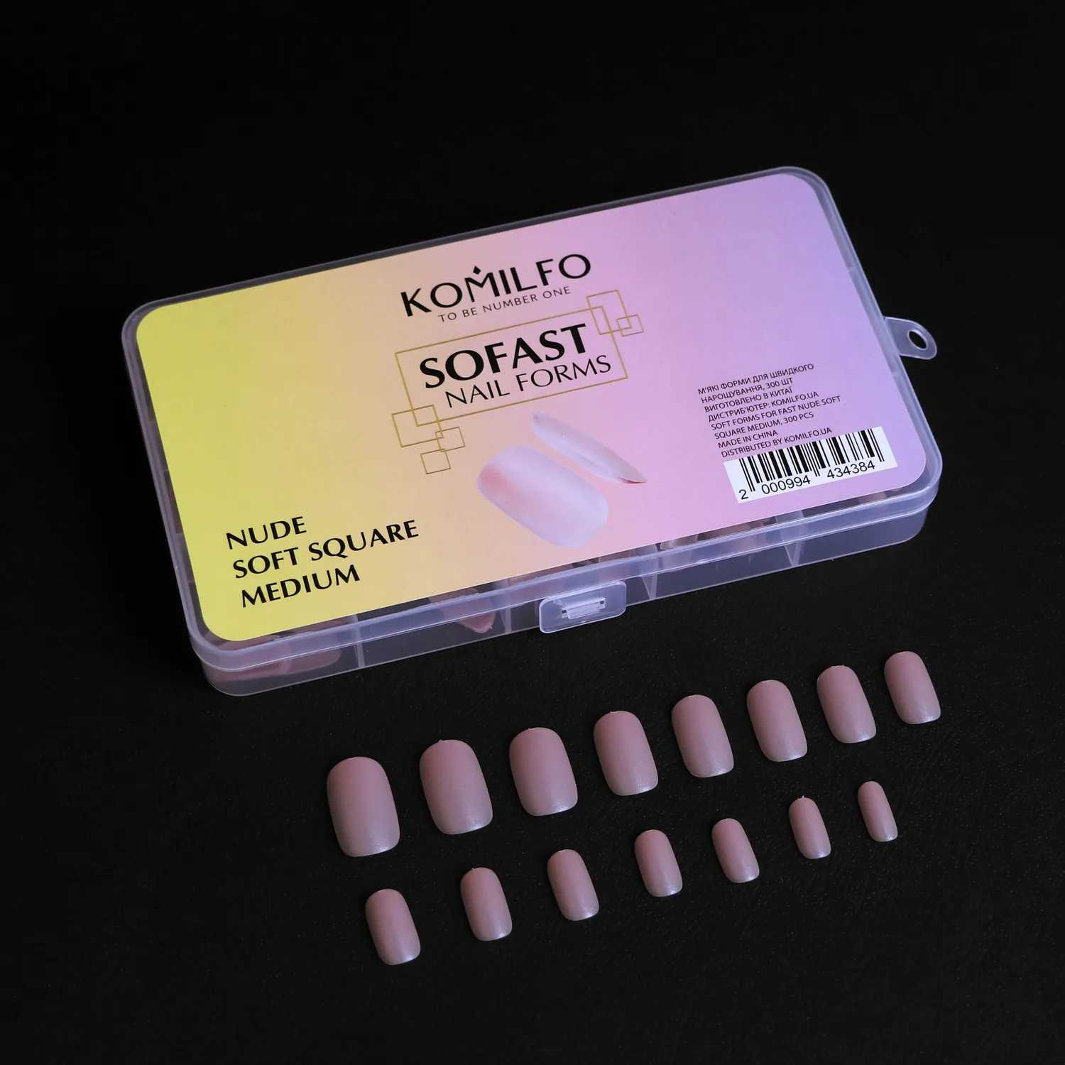 Komilfo SoFast Nude Soft Square Medium tips unghie 300 pz