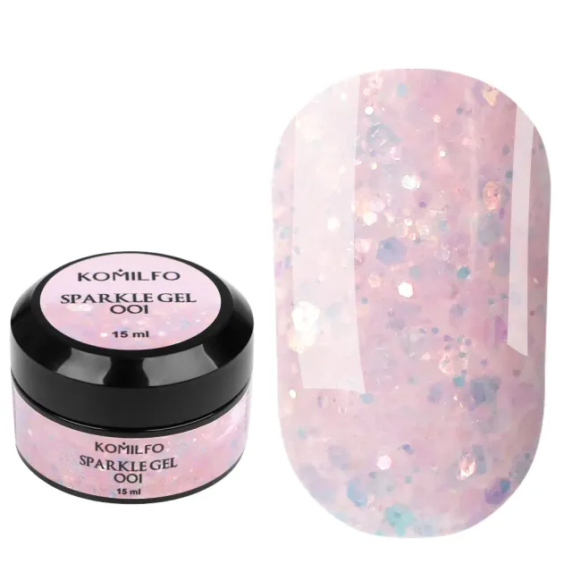 Komilfo Sparkle Gel 001 gel modellante 15 g rosa glitter oro