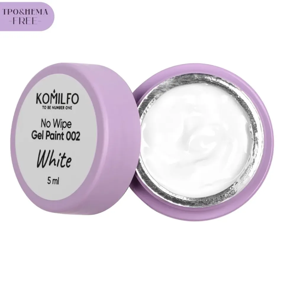 Komilfo No Wipe Gel Paint 002 gel nail art 5 ml bianco