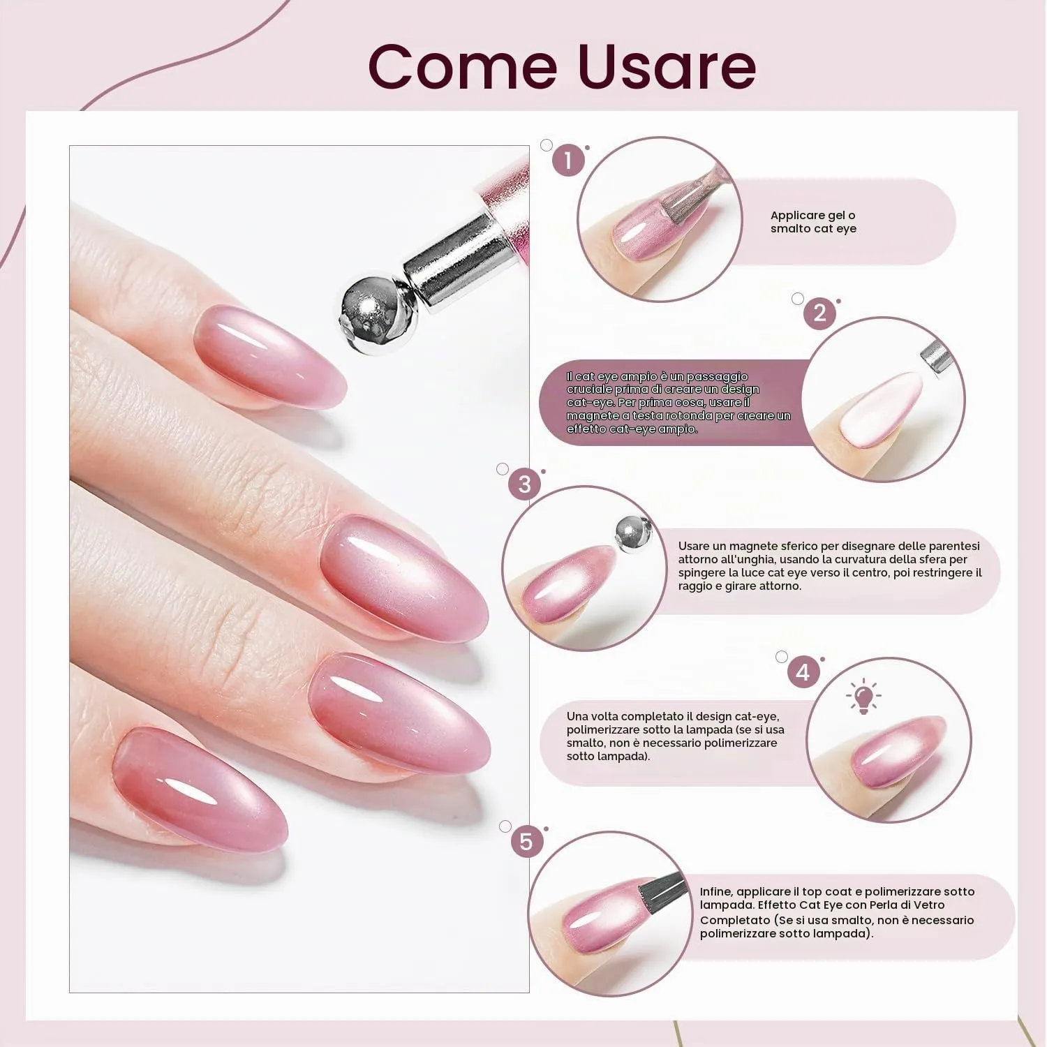Jodsone Magnete Unghie 3-in-1 Cat Eye Rose-Magnet