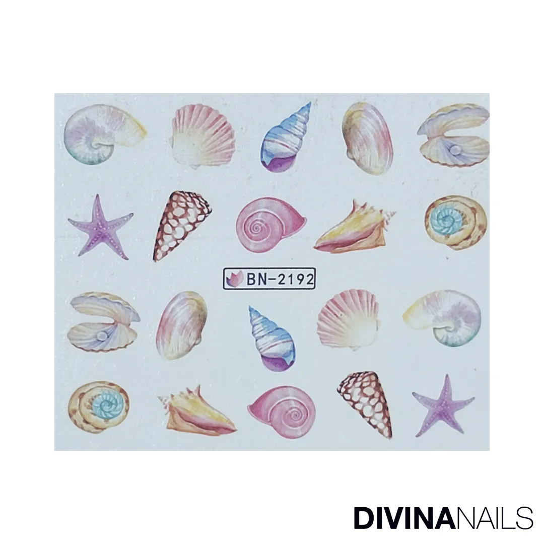 Diva Nails Water Decal Shell Anchor stickers unghie 12pz mare