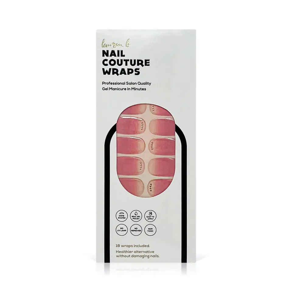 Lauren B Soft Pink Gradient Gel Nail Wrap 18 sticker rosa sfumato