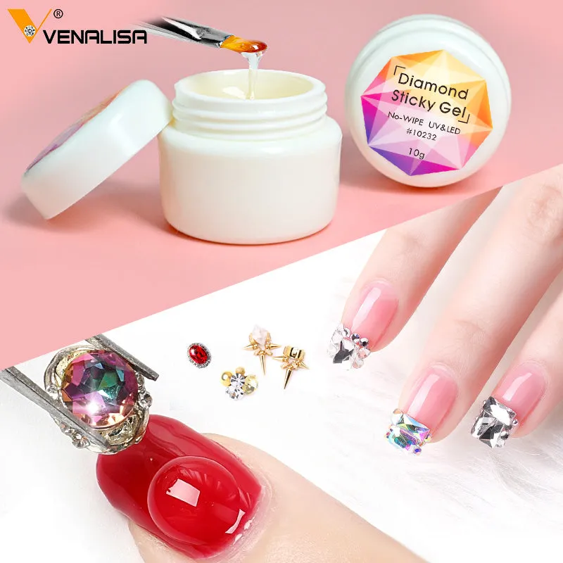Venalisa Diamond Sticky Gel colla unghie 10g per strass no wipe