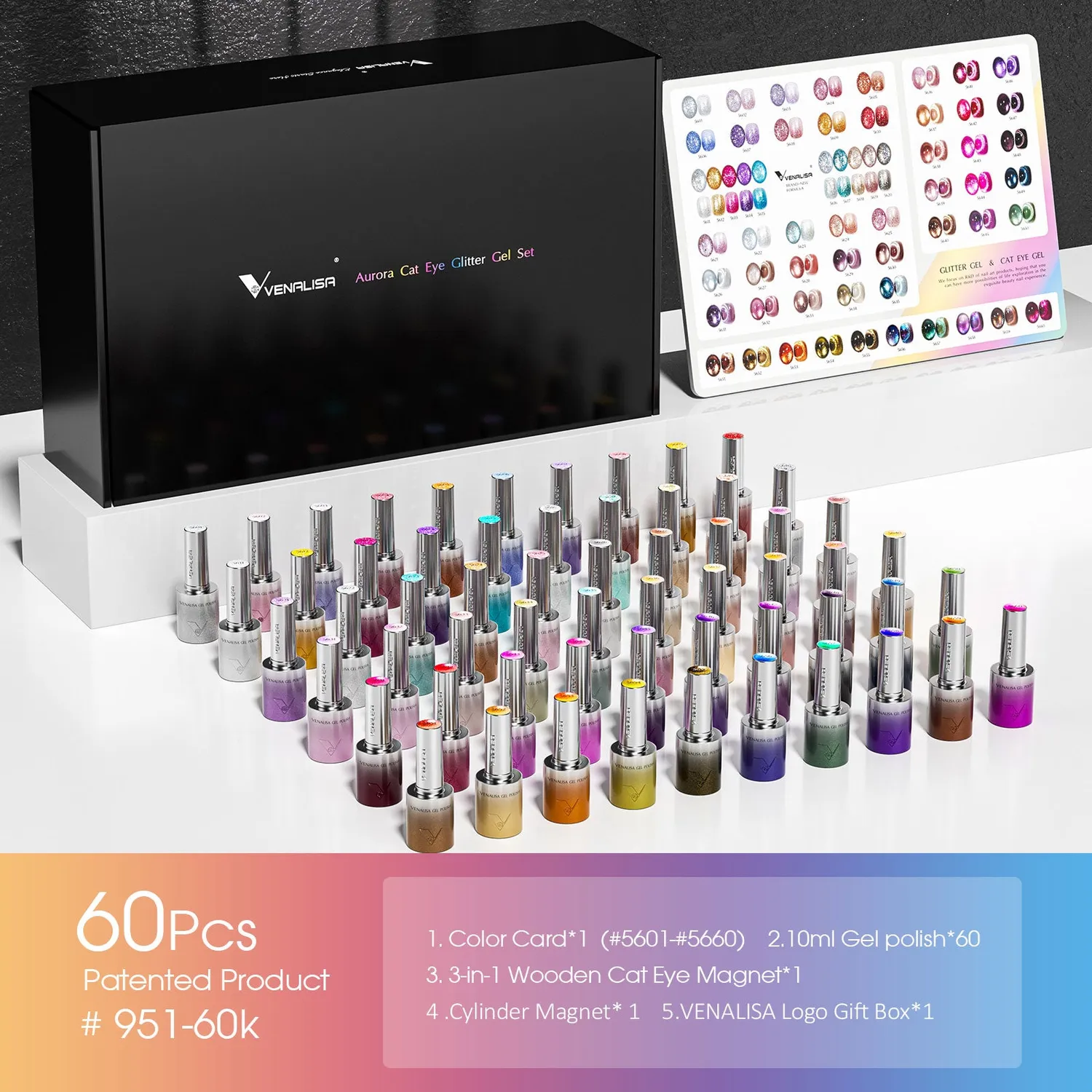 Venalisa Aurora 5601-5660 cat eye e glitter gel 60pz magnetico