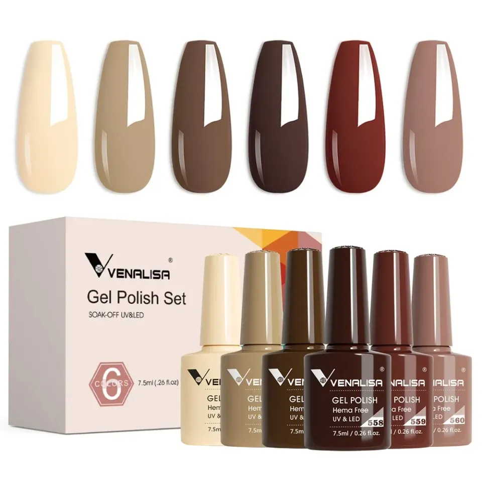 Venalisa Mocha Maven 2228 set smalti gel marroni 6x7,5ml Hema free