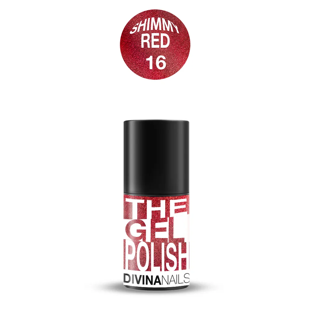 Diva Nails Gel Polish 16 Shimmy Red semipermanente 8ml glitter
