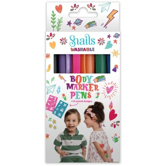Snails Body Marker pennarelli corpo 6pz + 2 stencil lavabili
