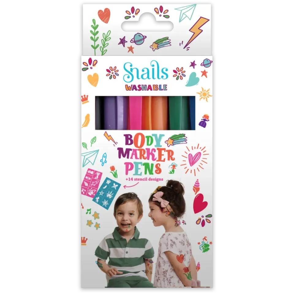 Snails Body Marker pennarelli corpo 6pz + 2 stencil lavabili