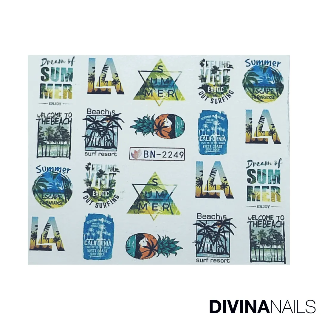 Diva Nails Water Decal Miami Vice stickers unghie 12pz