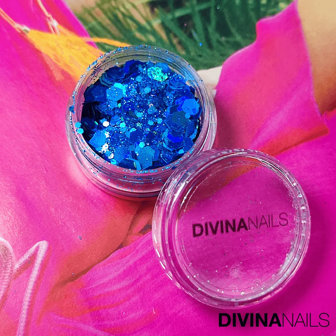 Diva Nails Holo Flakes Ocean glitter unghie 2g blu