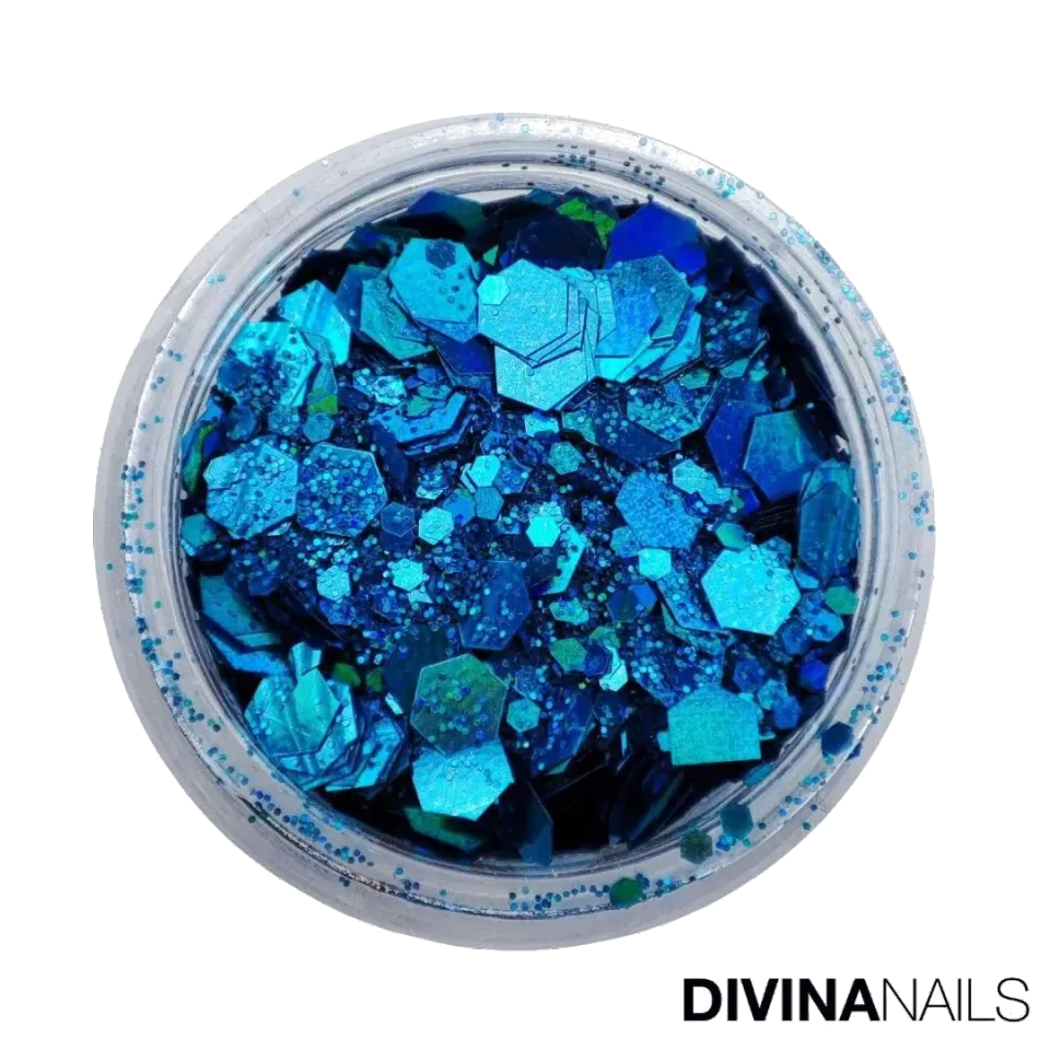 Diva Nails Holo Flakes Ocean glitter unghie 2g blu