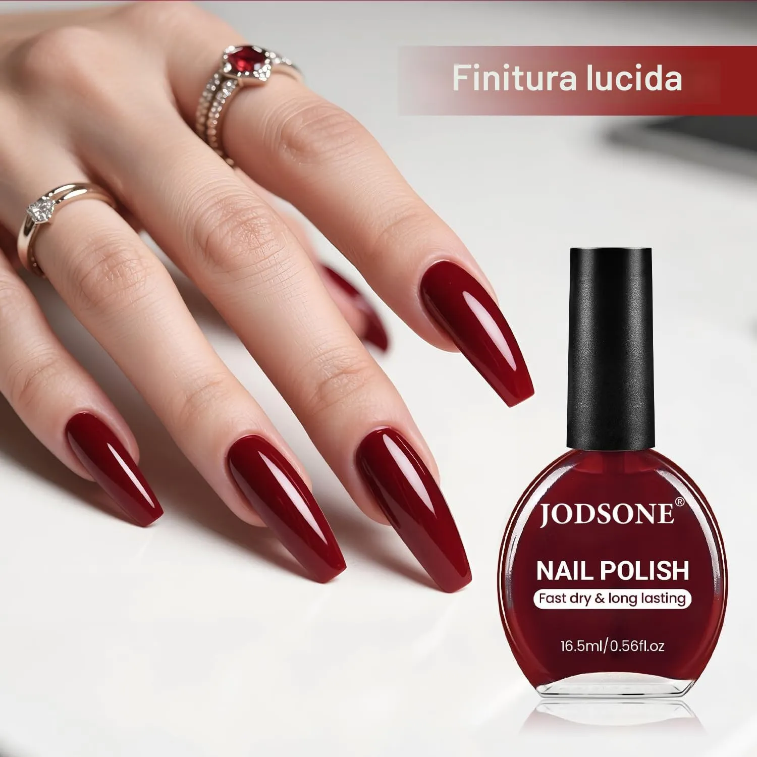 Jodsone smalto unghie rosso scuro 16,5 ml asciugatura rapida