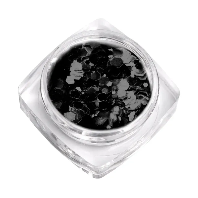 Komilfo Mix Hexagon Black glitter esagonali neri nail art
