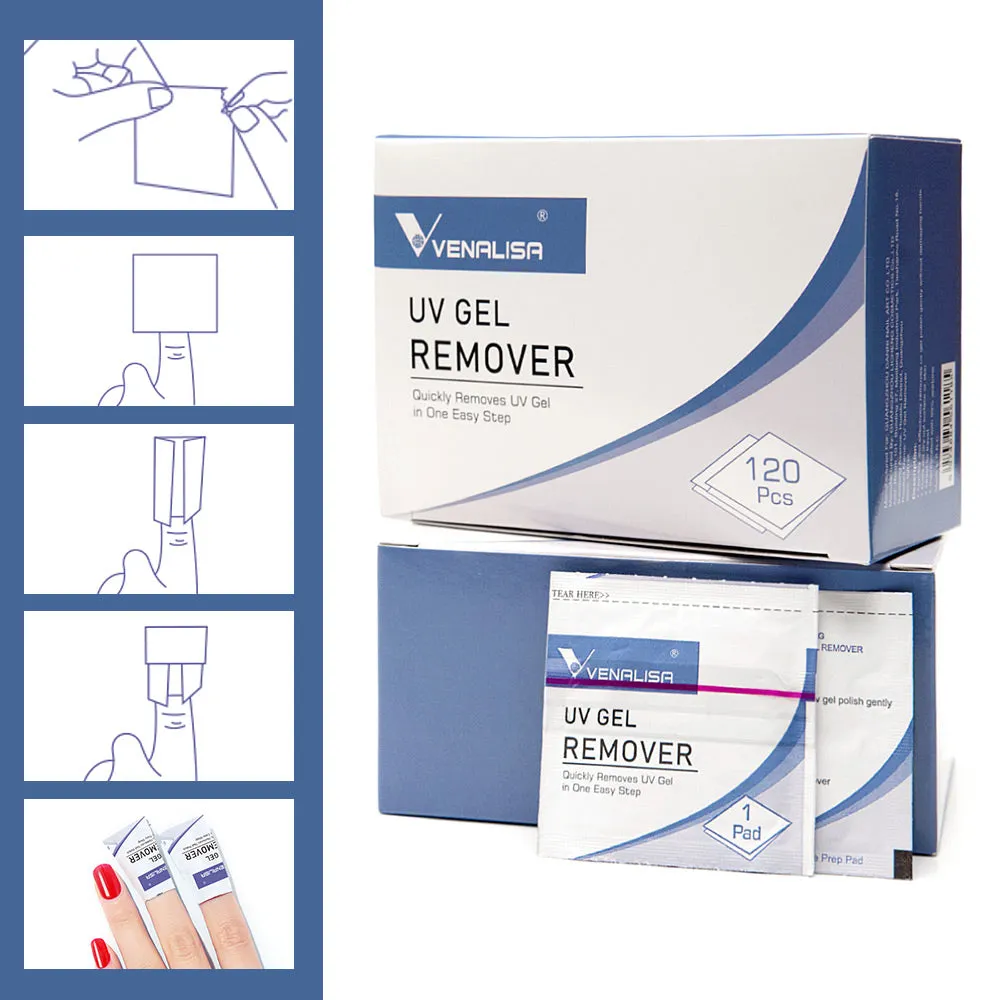 Venalisa UV Gel Remover solvente unghie 120 pezzi rimozione rapida