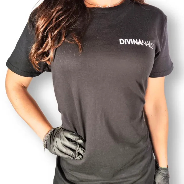Diva Nails T-Shirt cotone nero logo ricamato onicotecnica