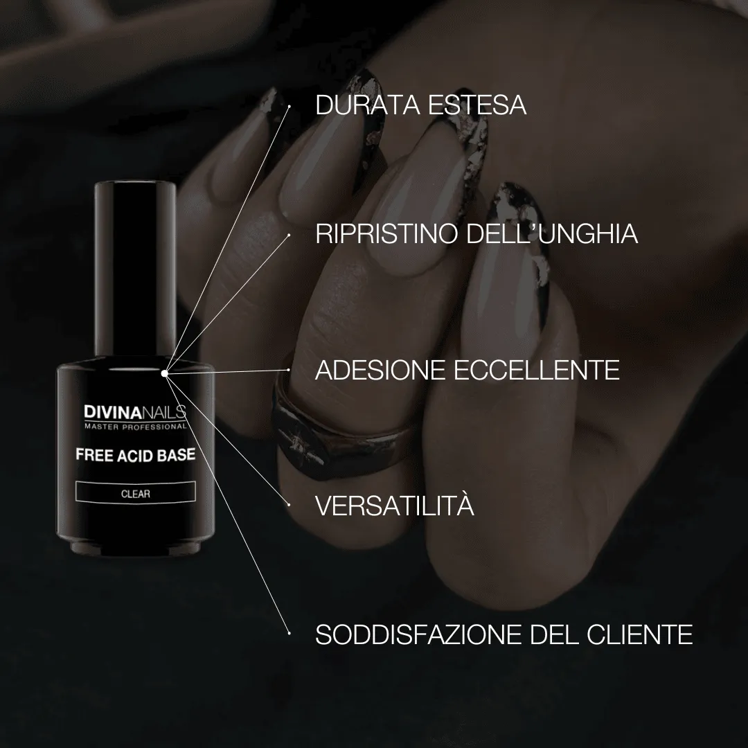 Diva Nails Free Acid Base bonder trasparente 15ml autolivellante