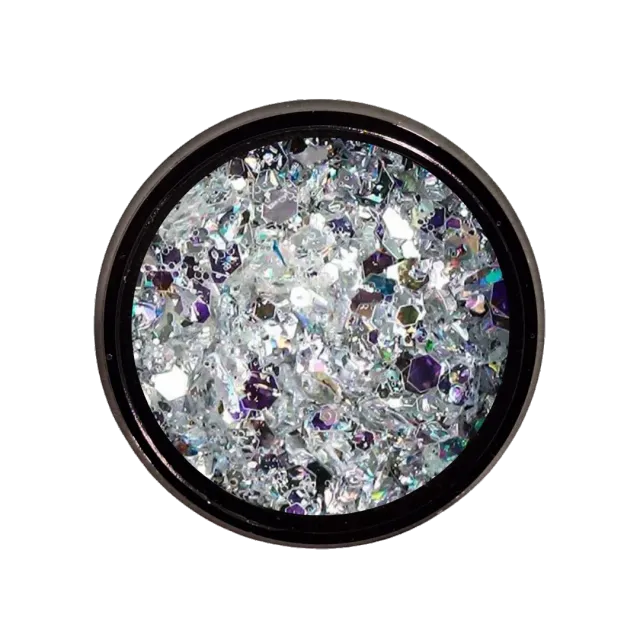 Diva Nails Flakes Crystal 01 brillantini unghie argento sottovetro