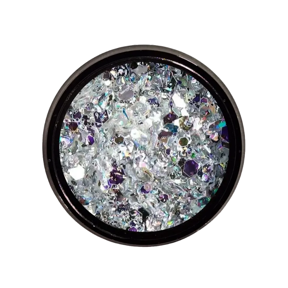 Diva Nails Flakes Crystal 01 brillantini unghie argento sottovetro