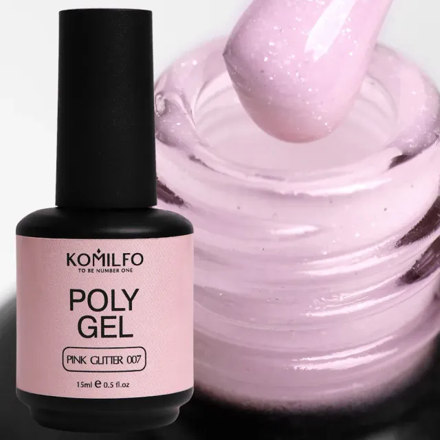 Komilfo PolyGel 007 polygel rosa glitter 15 ml shimmer