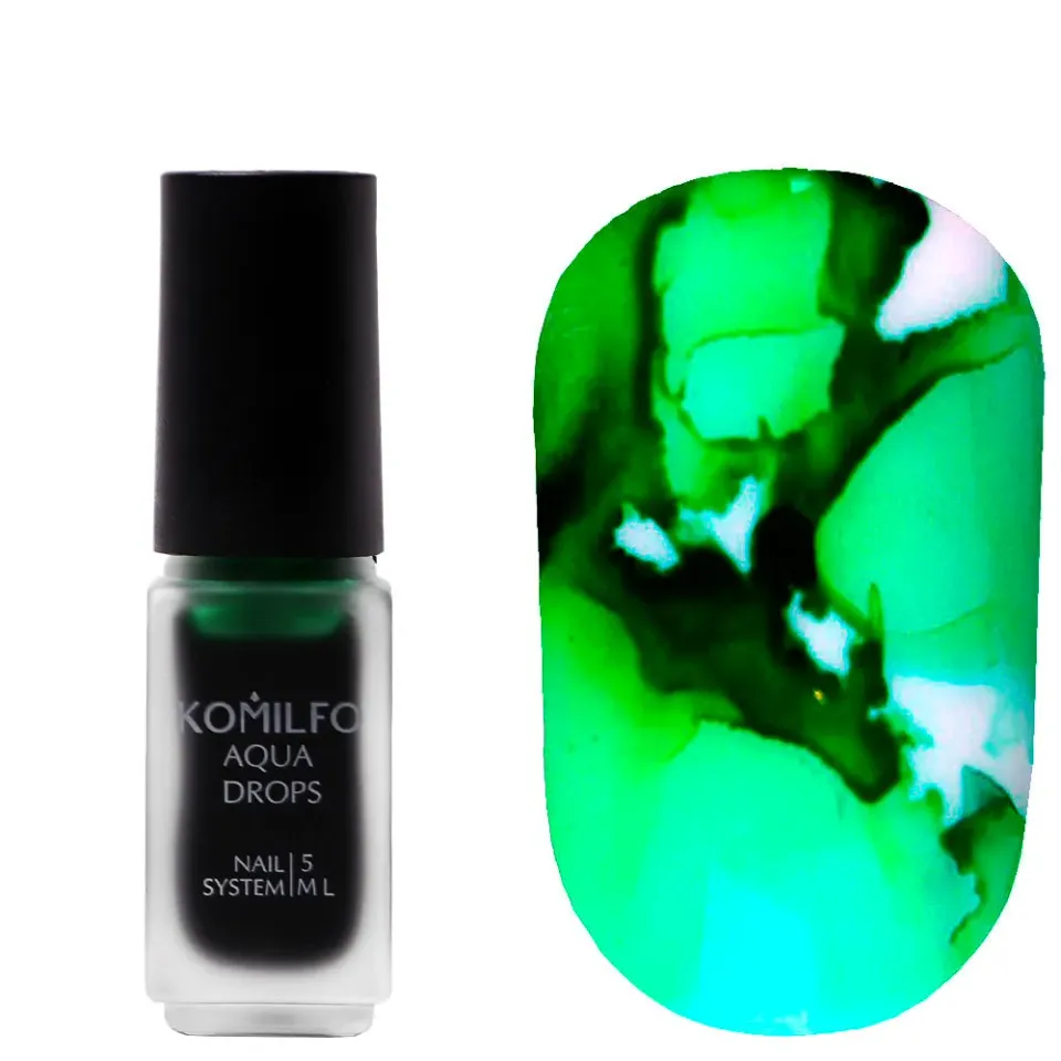 Komilfo Aqua Drops 010 nail art verde acquarello 5 ml