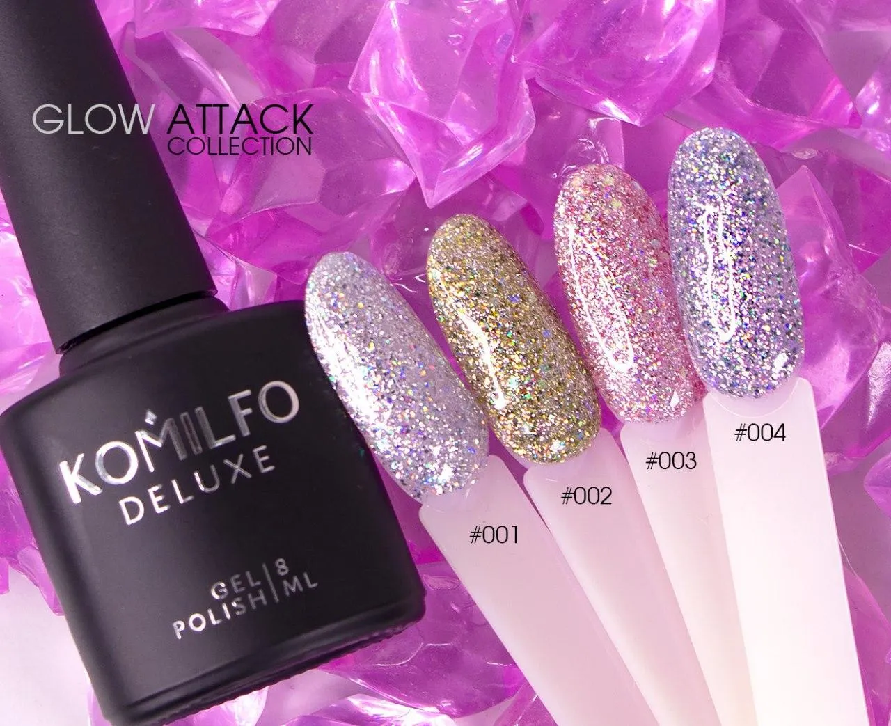 Komilfo Glow Attack 004 smalto semipermanente 8 ml olografico