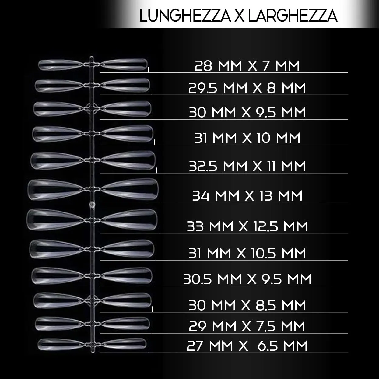 Nailfor Fullcover tips gel stiletto corto 240pz trasparenti
