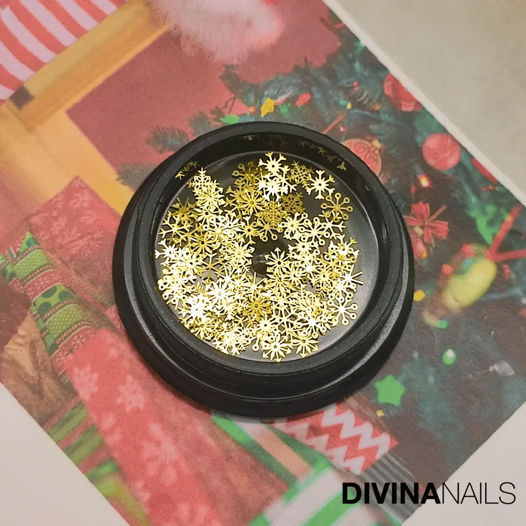 Diva Nails Snow Flakes Gold fiocchi neve unghie oro