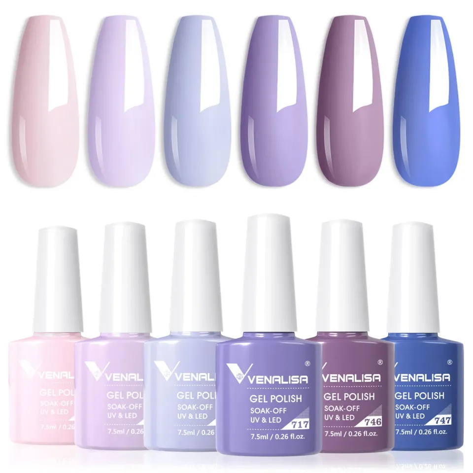 Venalisa set smalti gel 6 colori viola 7,5ml hema free