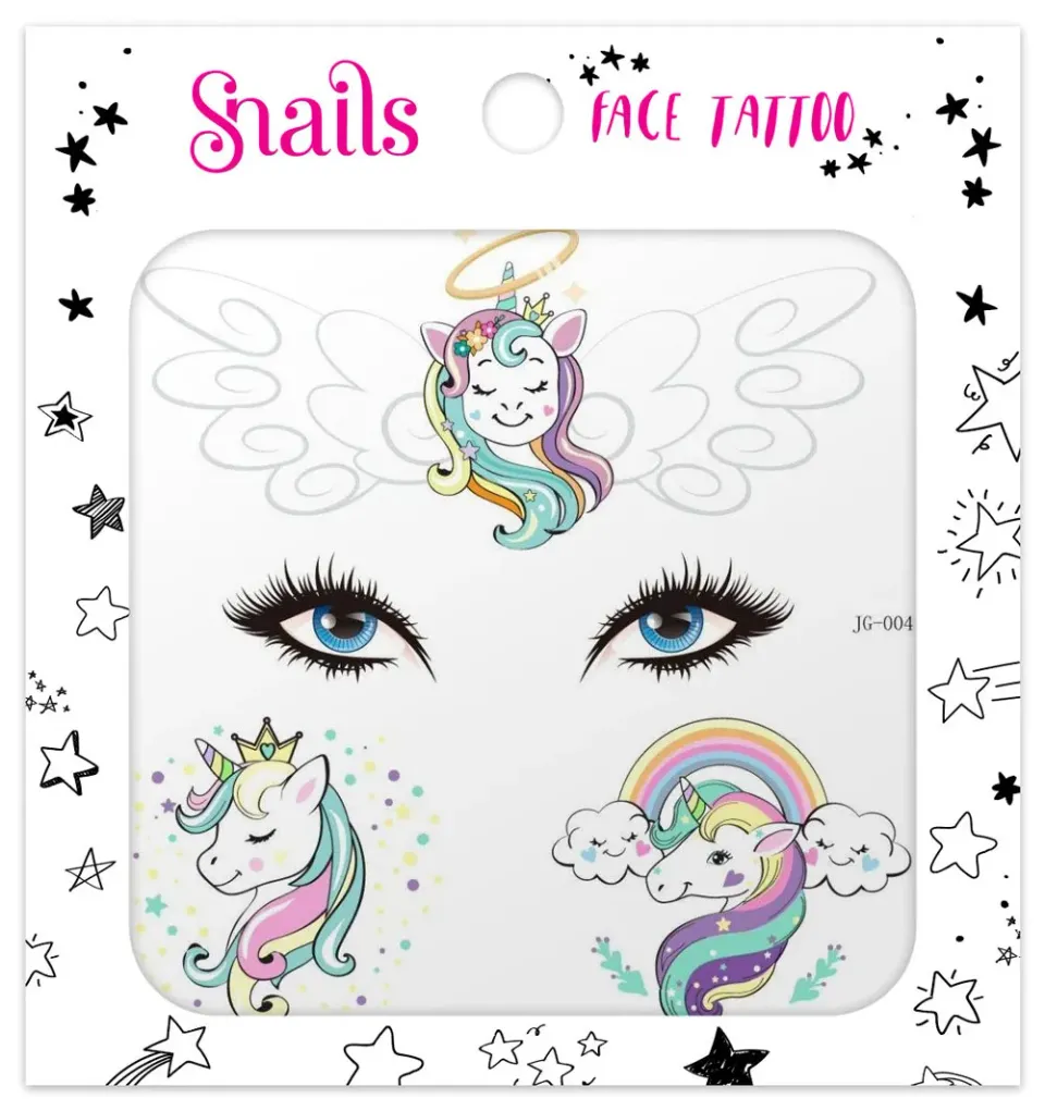 Snails Unicorn Star tatuaggi viso temporanei