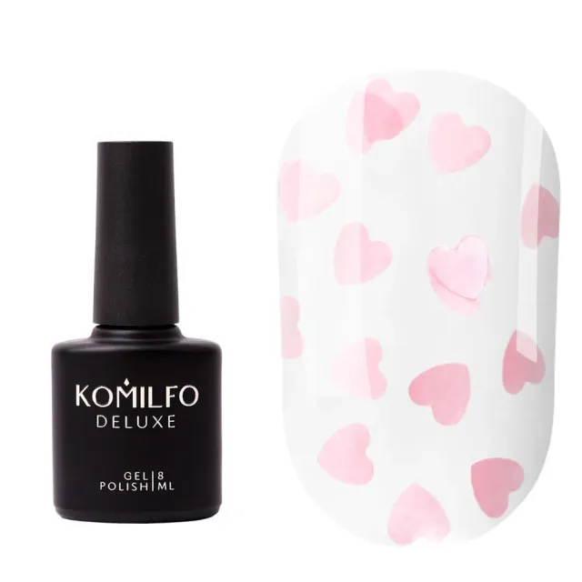 Komilfo L'Amour Rose Top Semipermanente 8 ml No Wipe Cuoricini