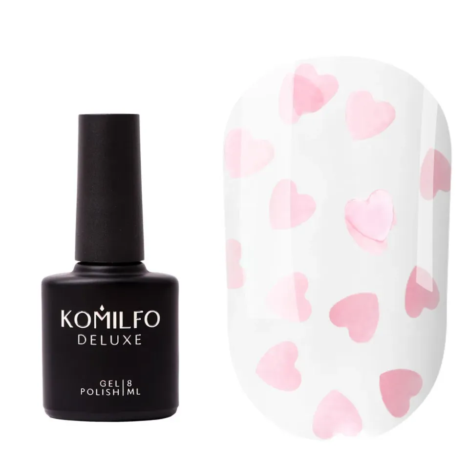 Komilfo L'Amour Rose Top Semipermanente 8 ml No Wipe Cuoricini