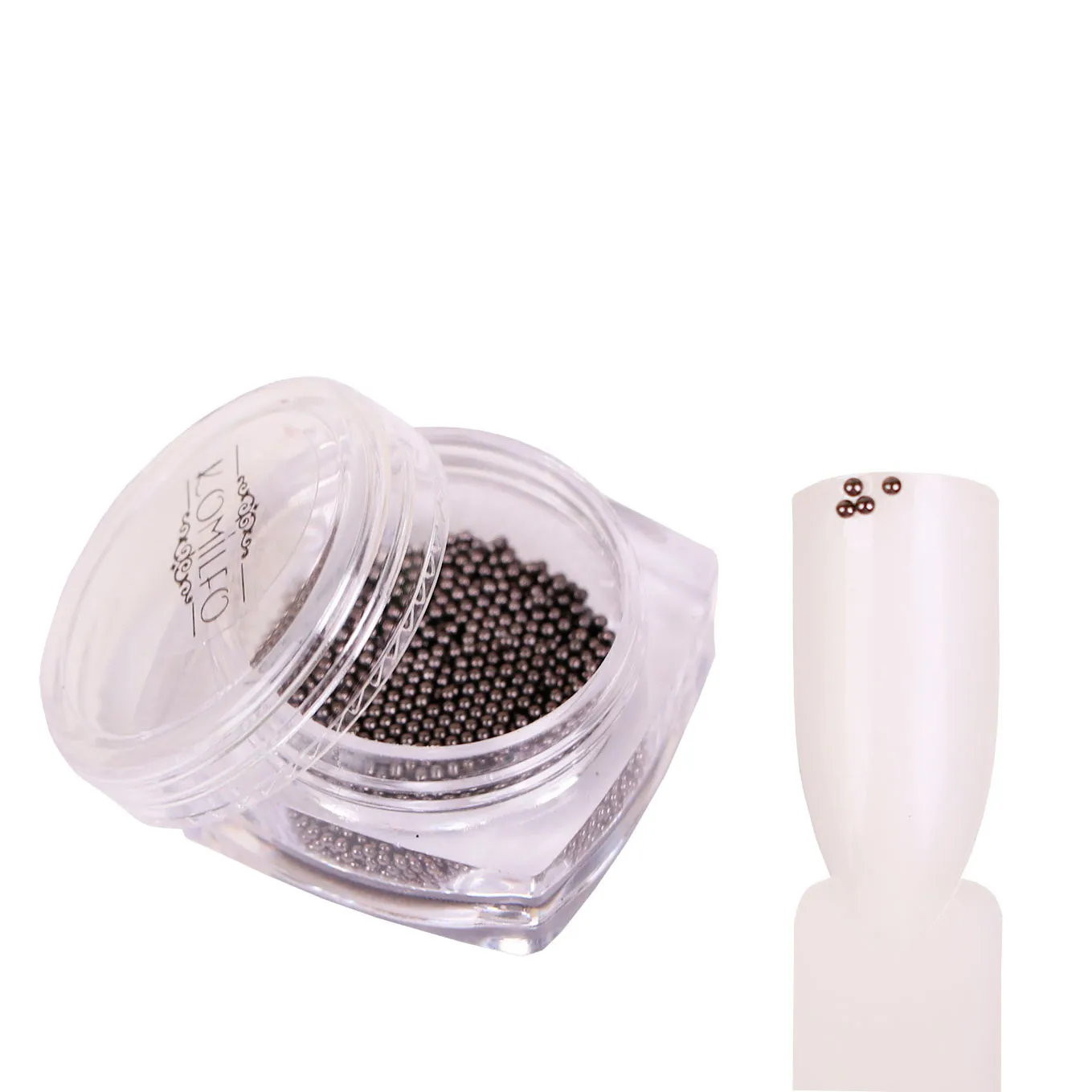 Komilfo Microperle metallo decorazioni unghie 6 g nero nichel 1 mm