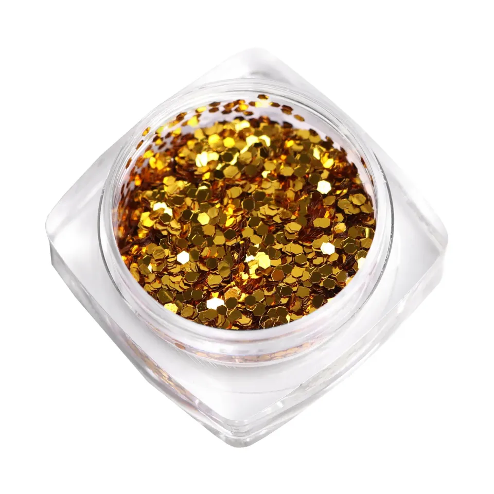 Komilfo Hexagon 1 mm Gold Paillettes Unghie Oro Classico