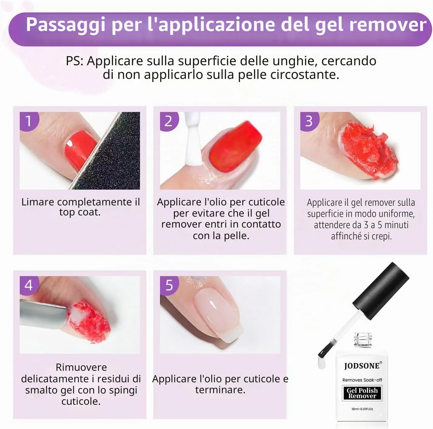 Jodsone Remover gel unghie 18ml rapido