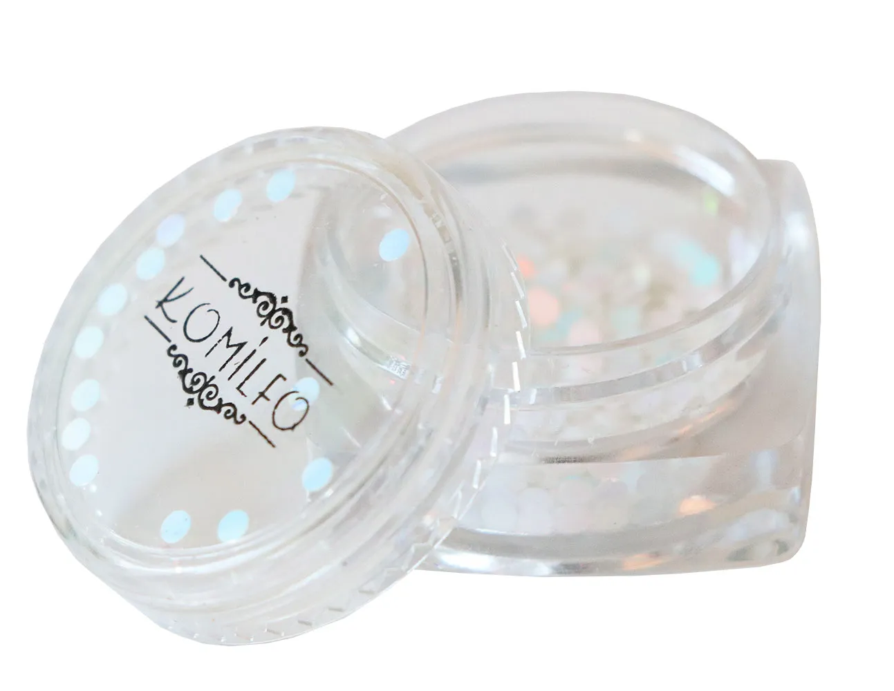 Komilfo Disco Design 041 glitter unghie 1 g bianco olografico