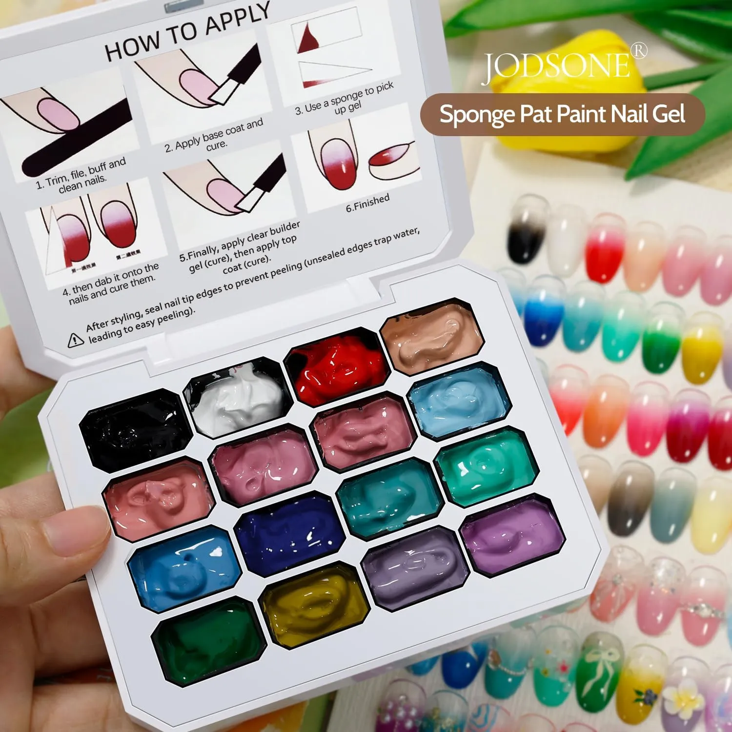 Jodsone Set Gel Ombré 32 colori + spugne e pennelli