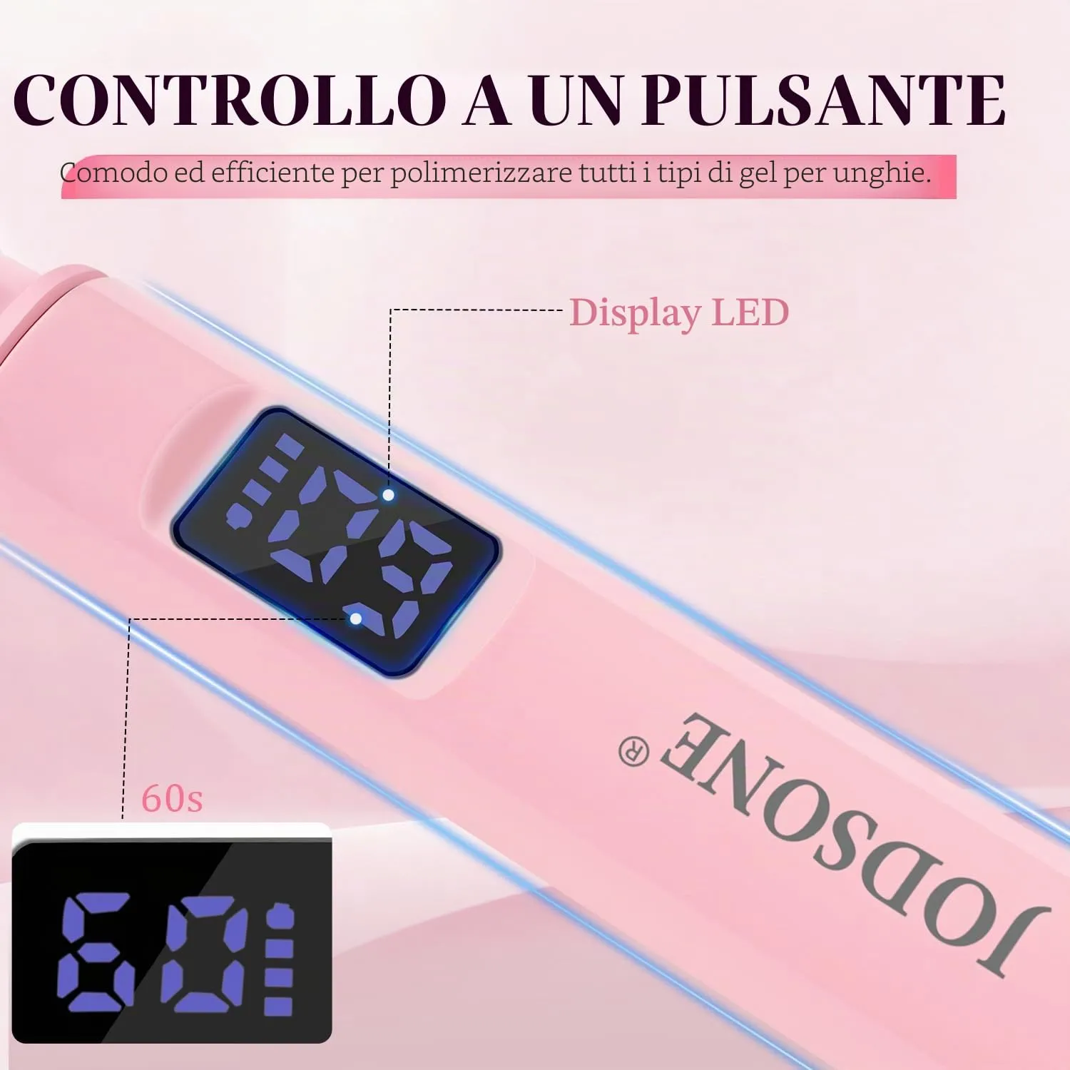 Jodsone H9-pink lampada unghie LED portatile rosa