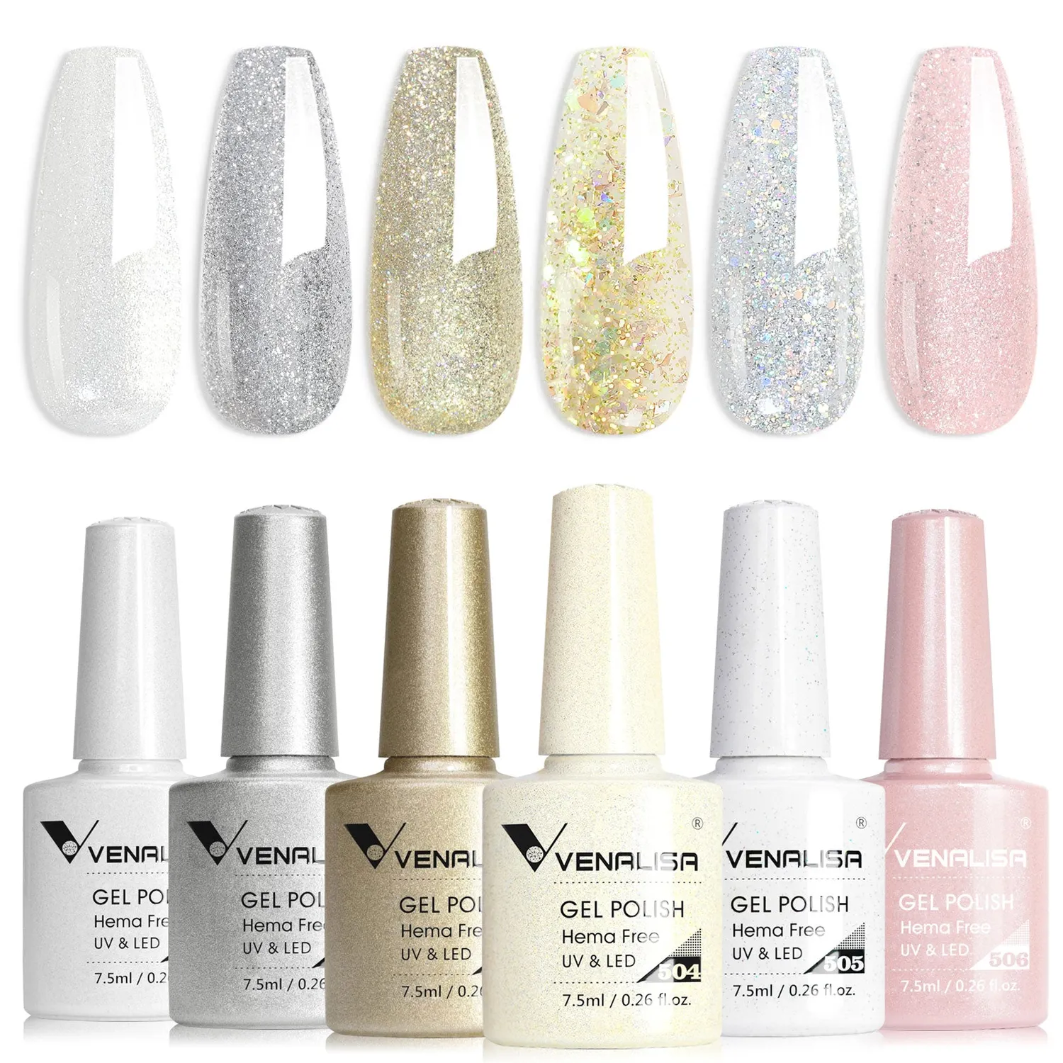 Venalisa Set 6 smalti gel 7,5ml colori assortiti TPO free