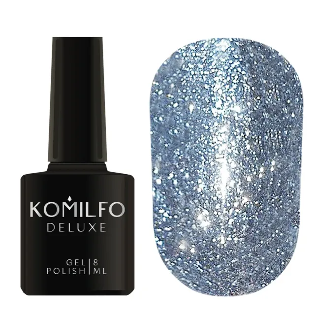 Komilfo Liquid Glam Gel LGG010 gel glitter 8 ml argento blu