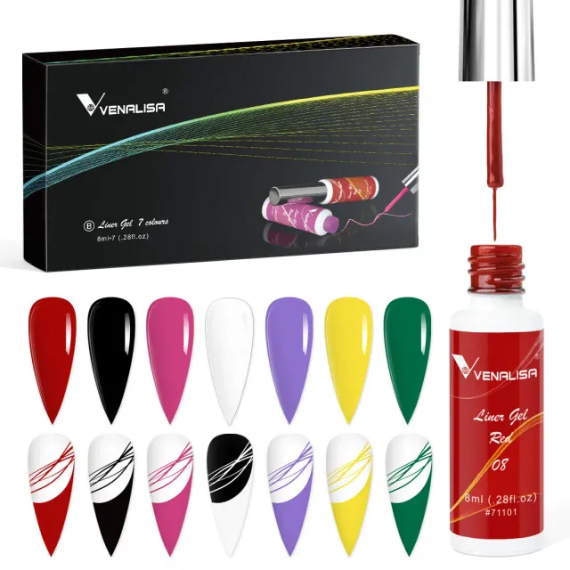 Venalisa Liner Gel Kit B gel nail art 7 colori con pennellino