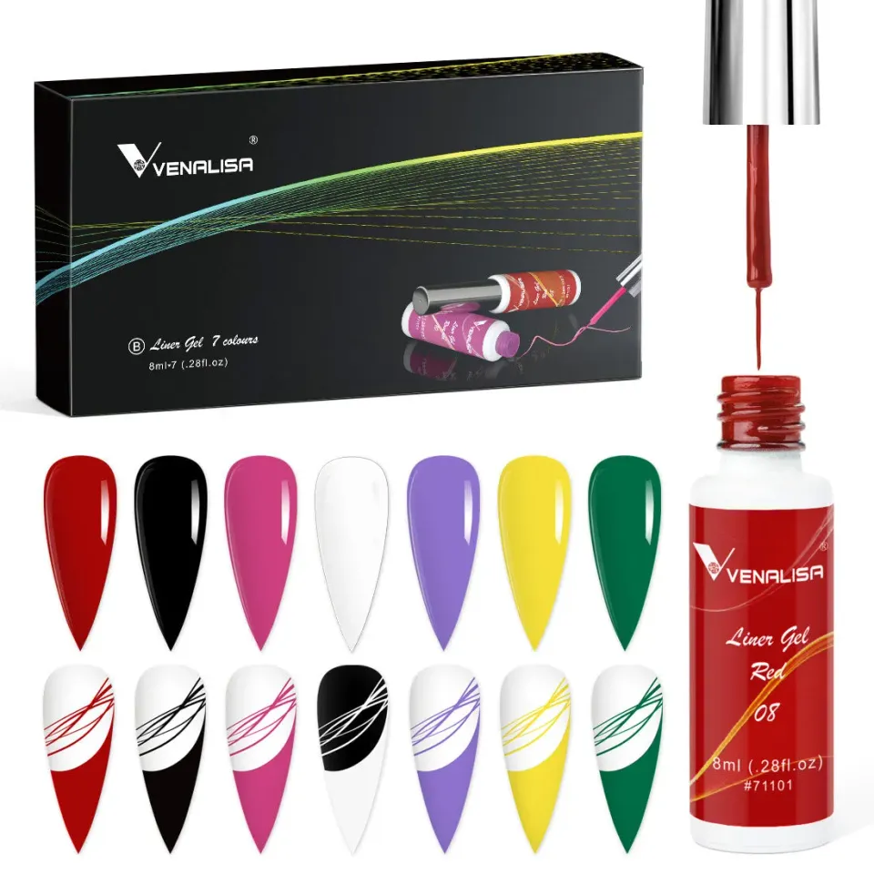 Venalisa Liner Gel Kit B gel nail art 7 colori con pennellino