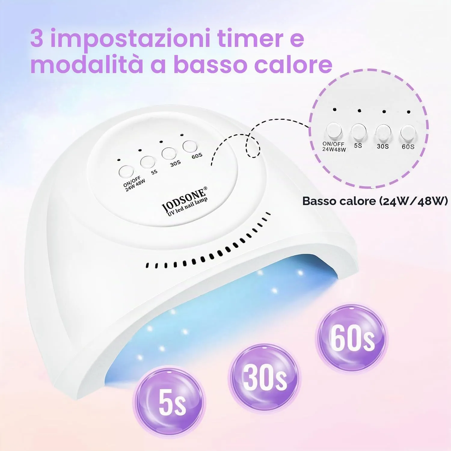 Jodsone lampada unghie UV LED 30 LED bianca timer 60s