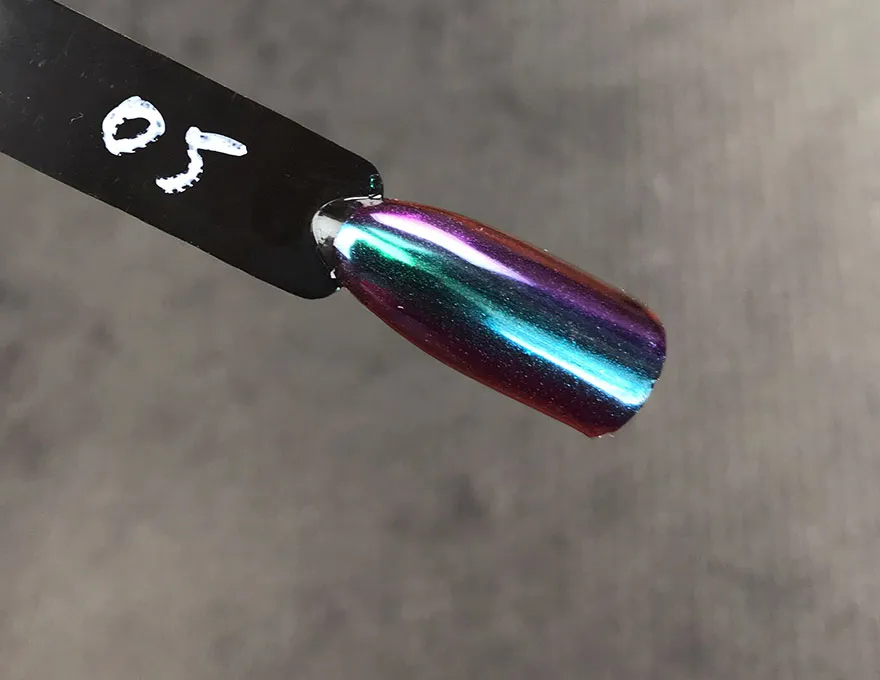 Komilfo Beetle 005 polvere chrome unghie rosa verde 0,5 g