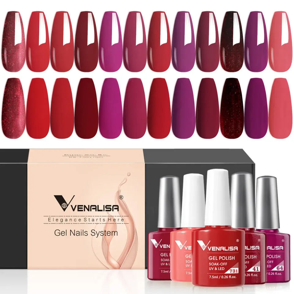 Venalisa Red Elegance set smalto gel 12 colori 7,5ml