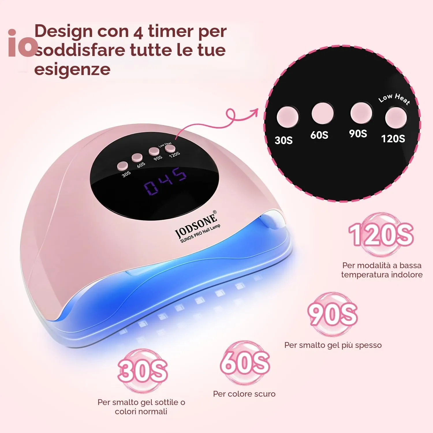 Jodsone O5 lampada UV LED unghie rosa 24 LED