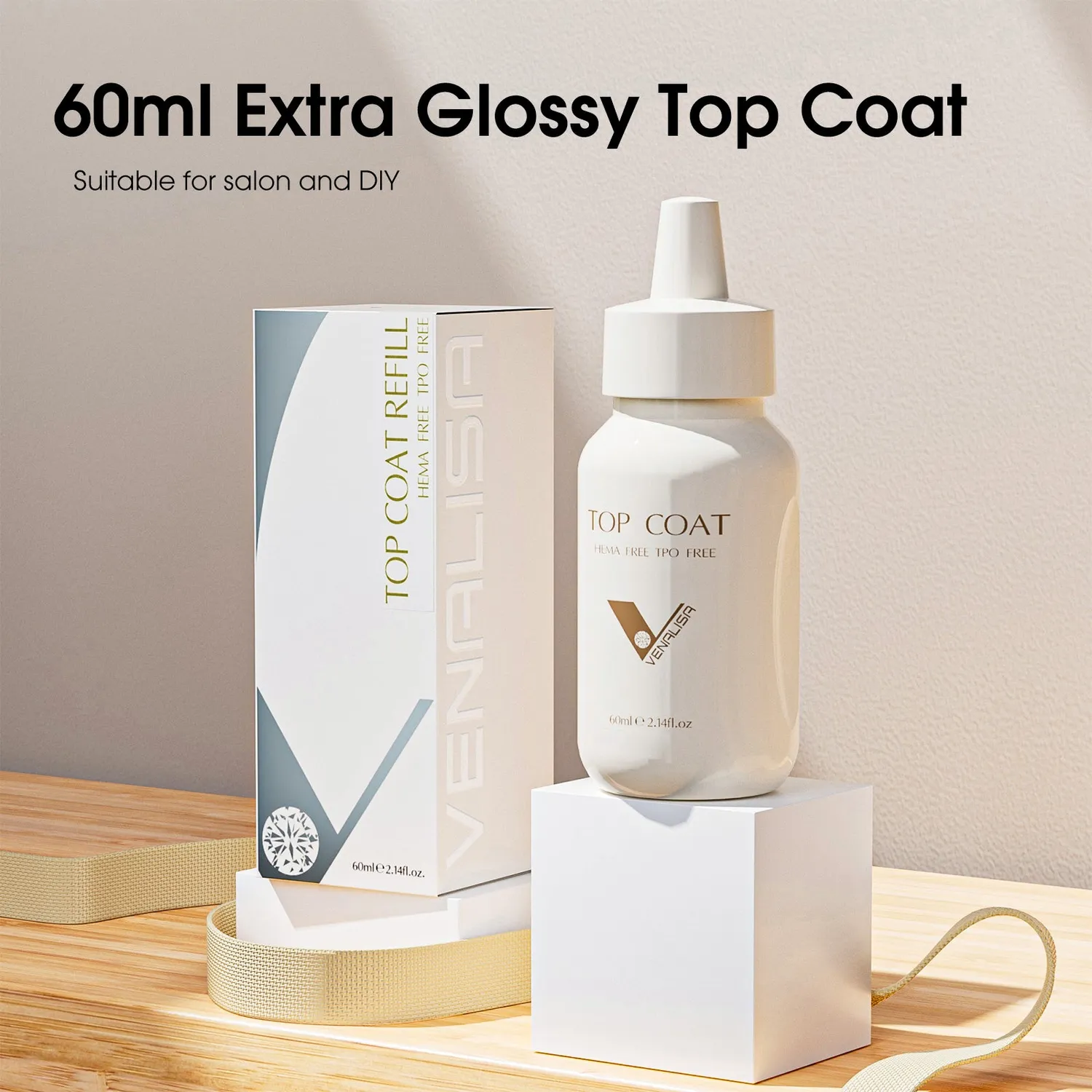 Venalisa Top Coat Gel Refill 60ml Lucido Hema TPO Free